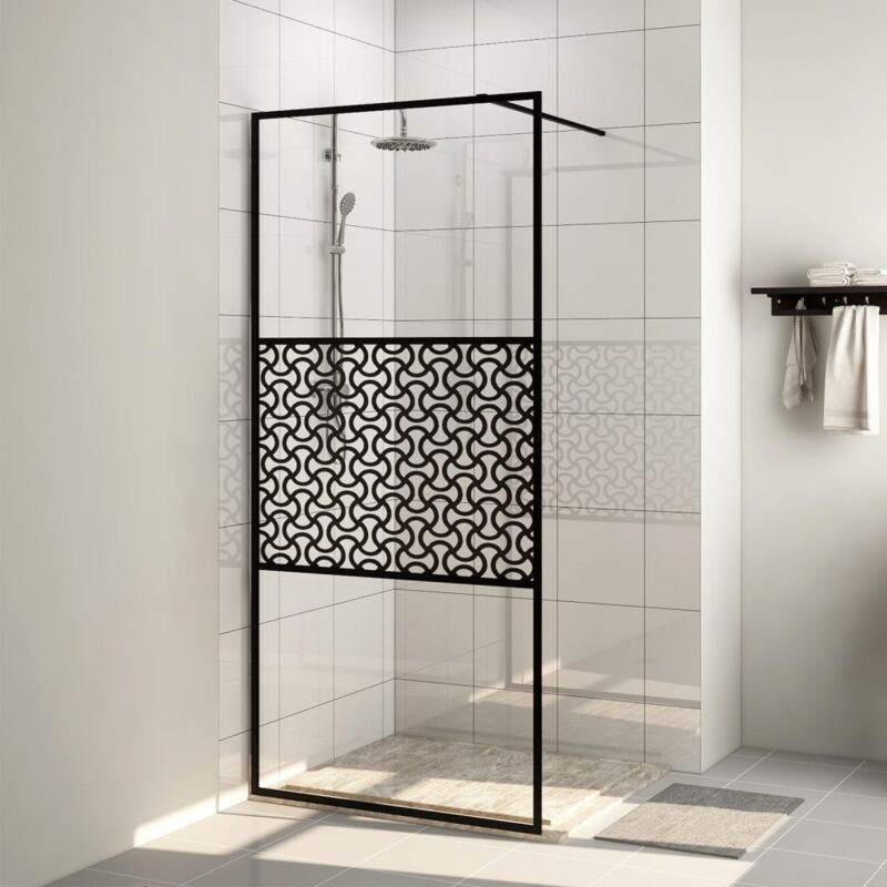 foto del prodotto vidaxl parete per doccia walk in vetro trasparente esg 100x195cm nera