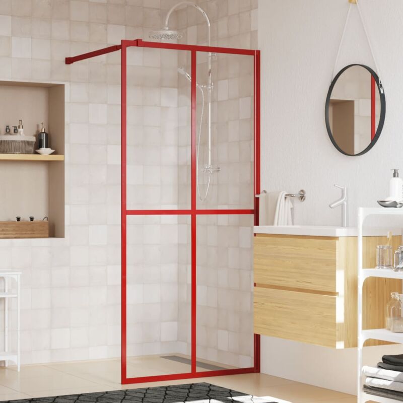 foto del prodotto vidaxl parete per doccia walk in vetro trasparente esg 100x195cm rossa 692847