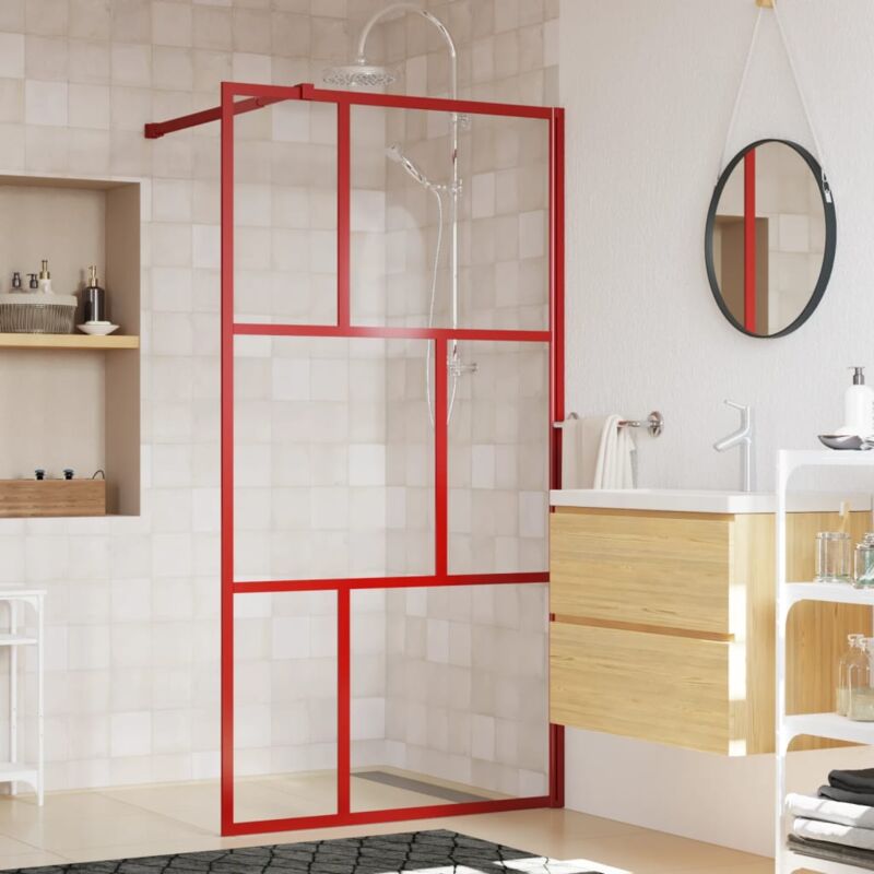 foto del prodotto vidaxl parete per doccia walk in vetro trasparente esg 100x195cm rossa