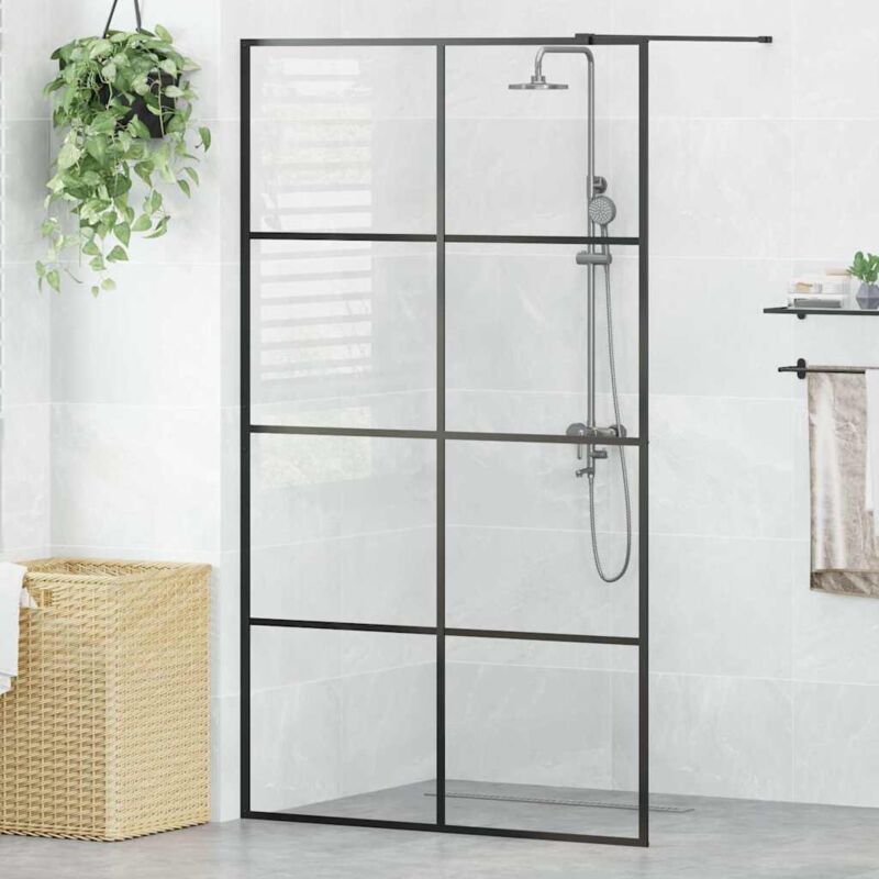 foto del prodotto vidaxl parete per doccia walk-in vetro trasparente esg 115x195cm nera