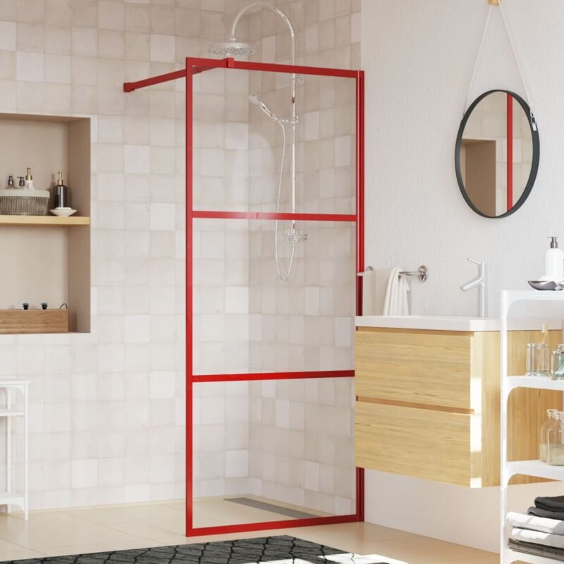foto del prodotto vidaxl parete per doccia walk in vetro trasparente esg 80x195 cm rossa