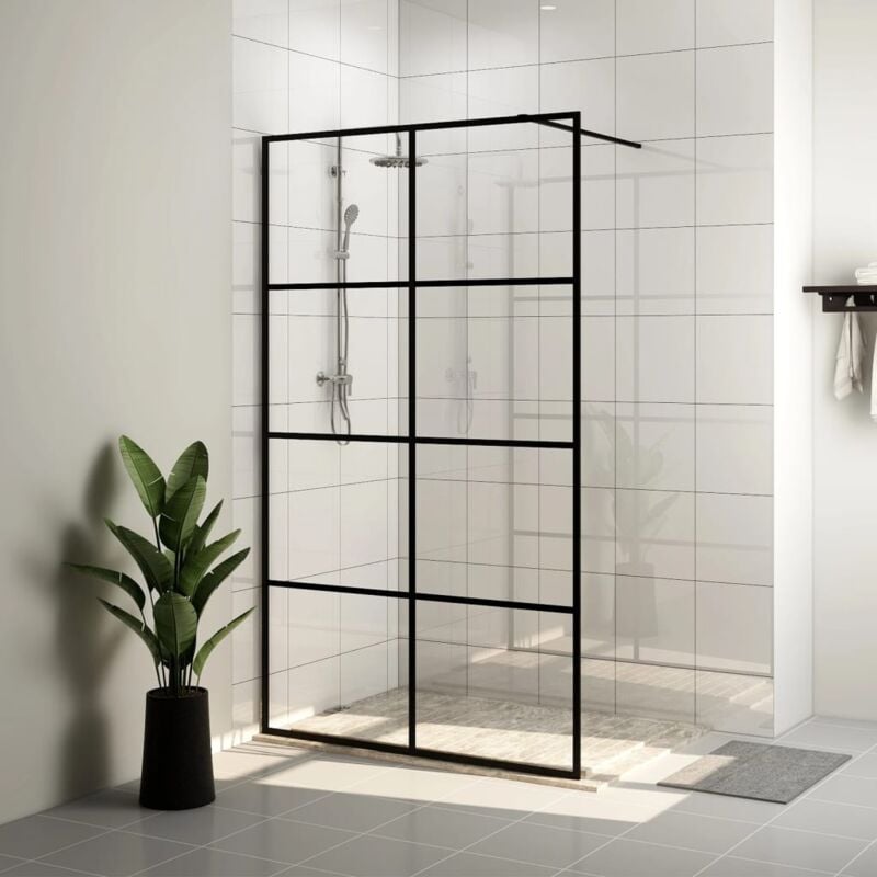 foto del prodotto vidaxl parete per doccia walk in vetro trasparente esg 90x195 cm nera 215448