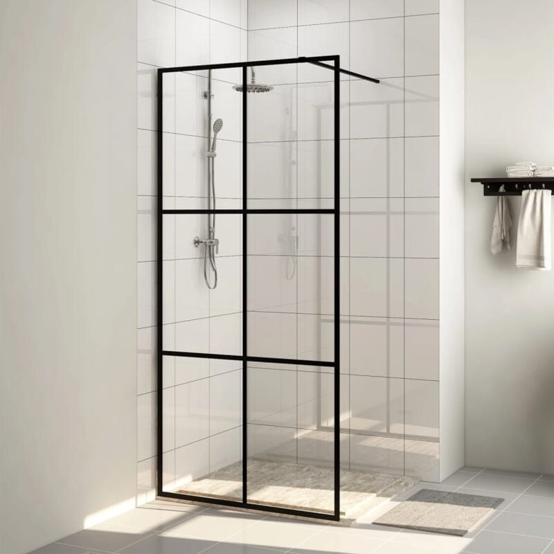 foto del prodotto vidaxl parete per doccia walk in vetro trasparente esg 90x195 cm nera