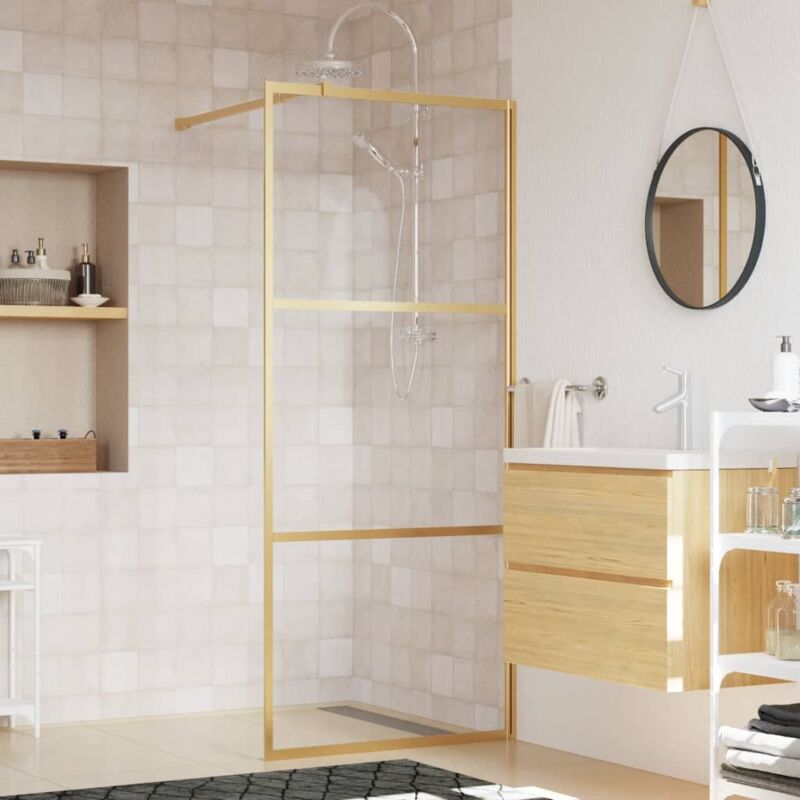 foto del prodotto vidaxl parete per doccia walk in vetro trasparente esg 90x195 cm oro