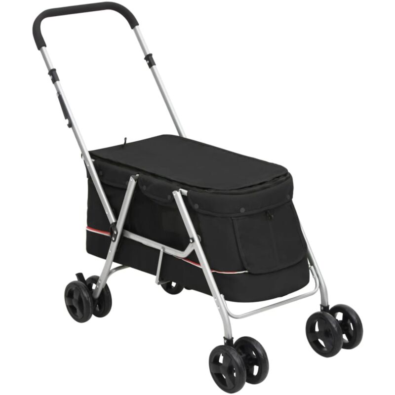 foto del prodotto vidaxl passeggino per cani pieghevole nero 100x49x96cm tessuto di lino