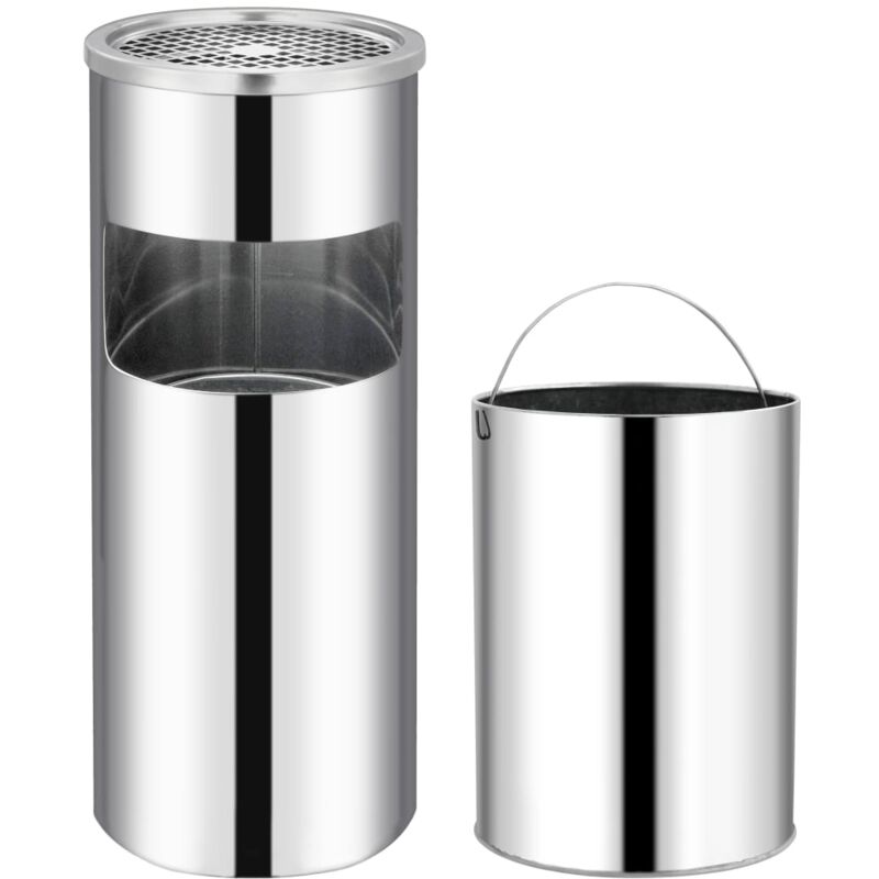 foto del prodotto vidaxl pattumiera con posacenere da albergo 30 l acciaio inox