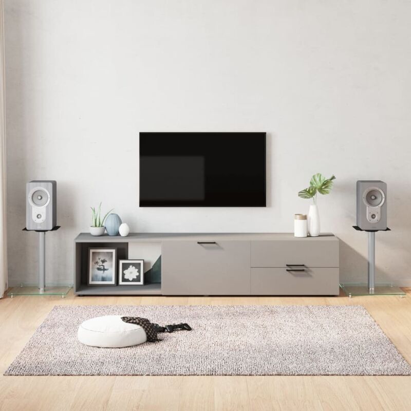 foto del prodotto vidaxl pedane casse 2pz argento vetro temperato design a 1 pilastro