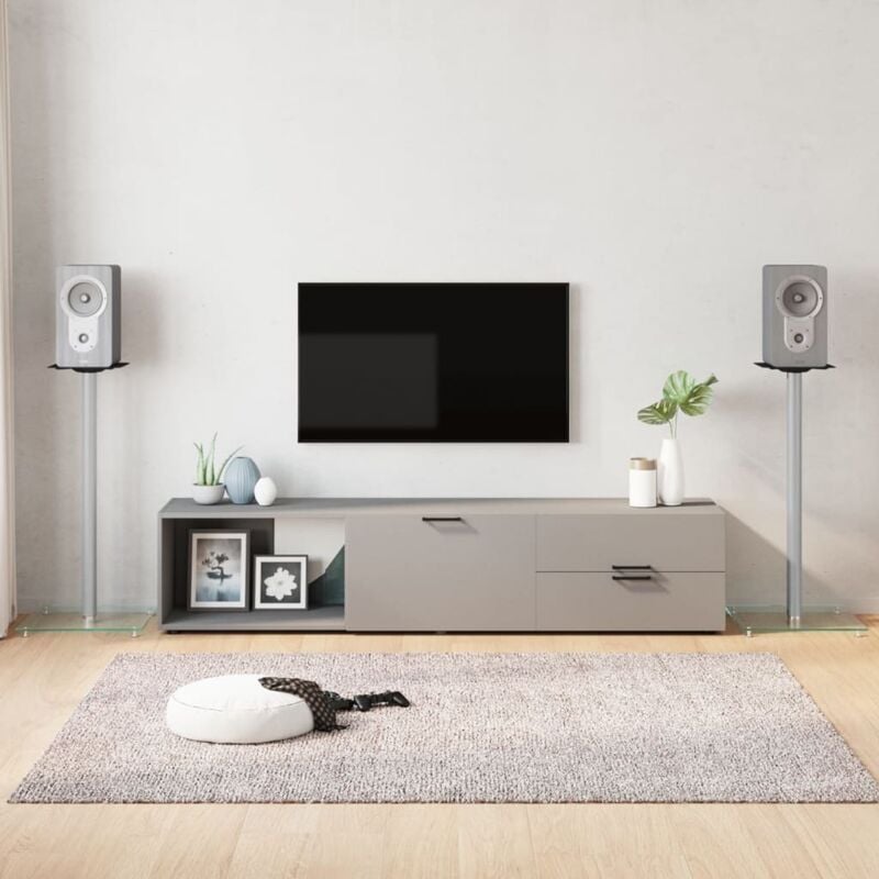 foto del prodotto vidaxl pedane casse 2pz argento vetro temperato design a 1 pilastro