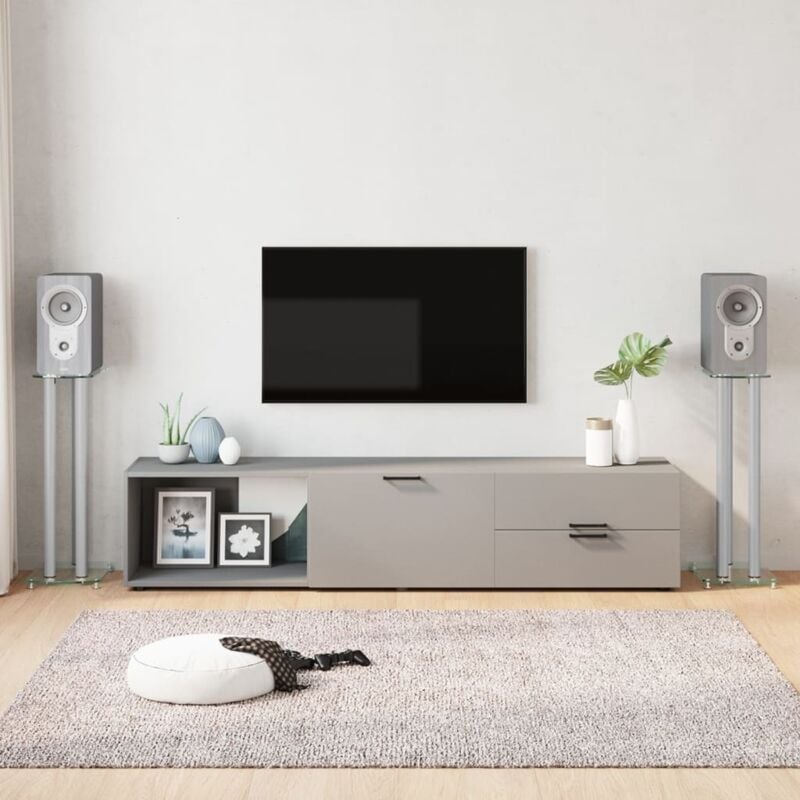 foto del prodotto vidaxl pedane casse 2pz argento vetro temperato design a 3 pilastri