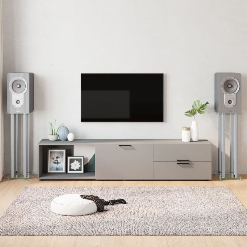 foto del prodotto vidaxl pedane casse 2pz argento vetro temperato design a 4 pilastri