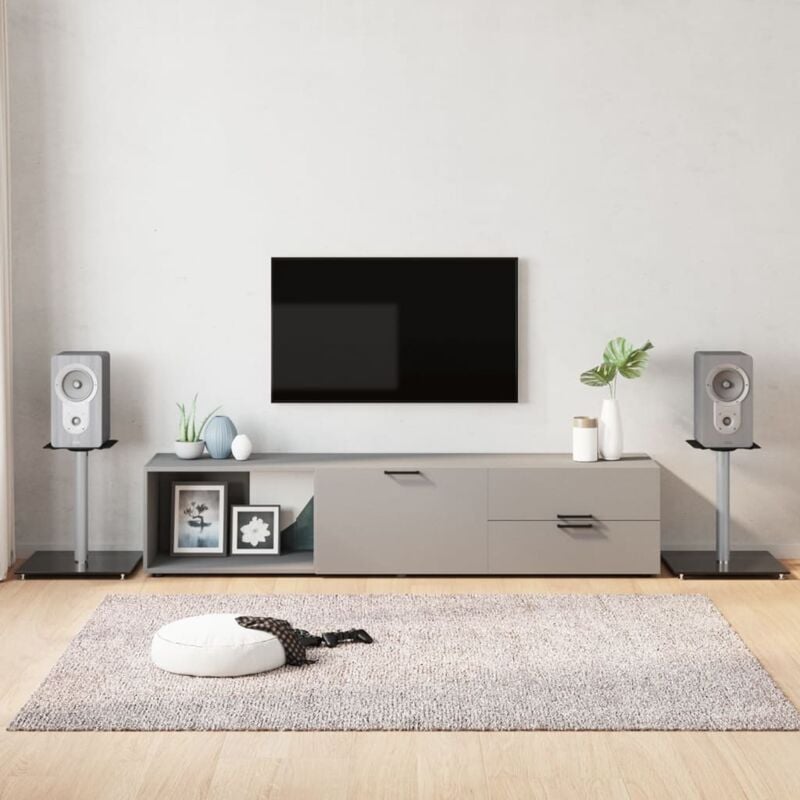 foto del prodotto vidaxl pedane casse 2pz nero argento vetro temperato design 1 pilastro