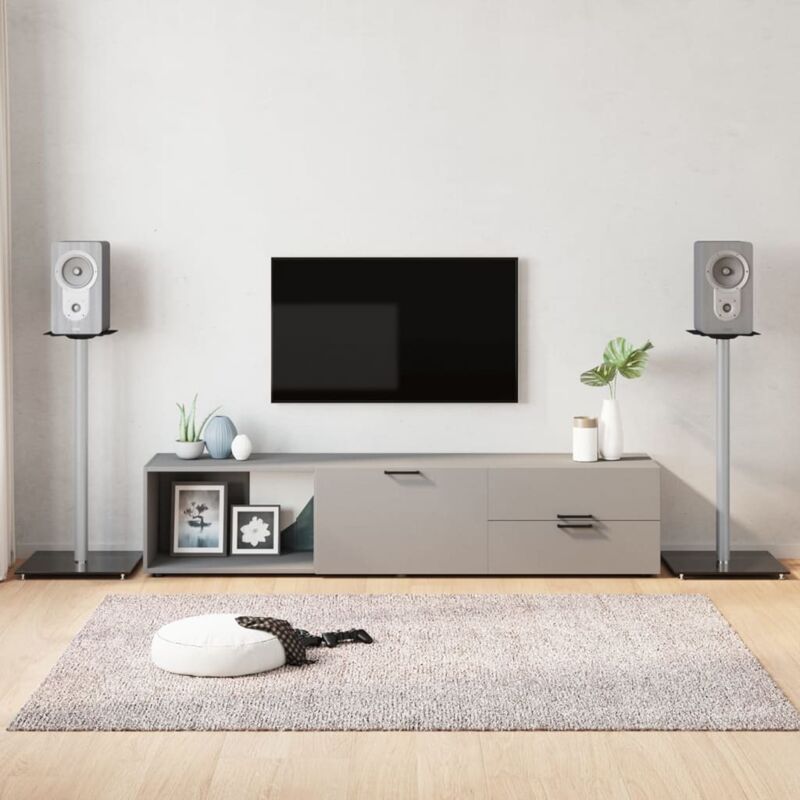 foto del prodotto vidaxl pedane casse 2pz nero argento vetro temperato design 1 pilastro