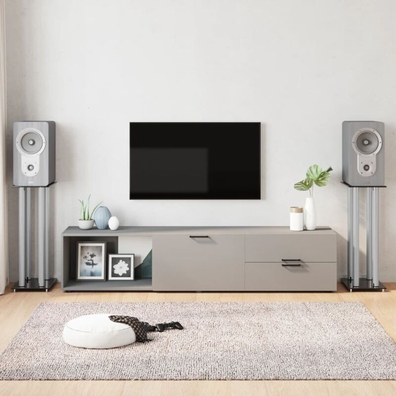 foto del prodotto vidaxl pedane casse 2pz nero argento vetro temperato design 4 pilastri