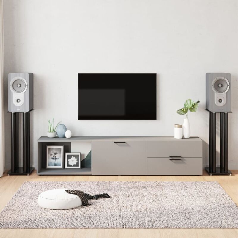 foto del prodotto vidaxl pedane per casse 2pz nero vetro temperato design a 4 pilastri 681371