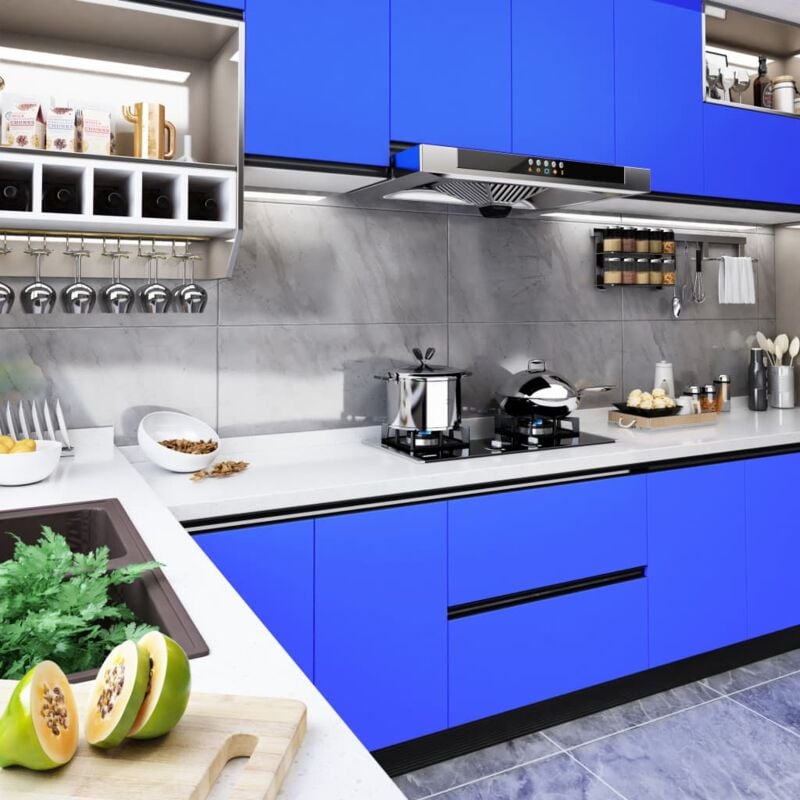foto del prodotto vidaxl pellicola autoadesiva per mobili blu lucido 500x90 cm in pvc
