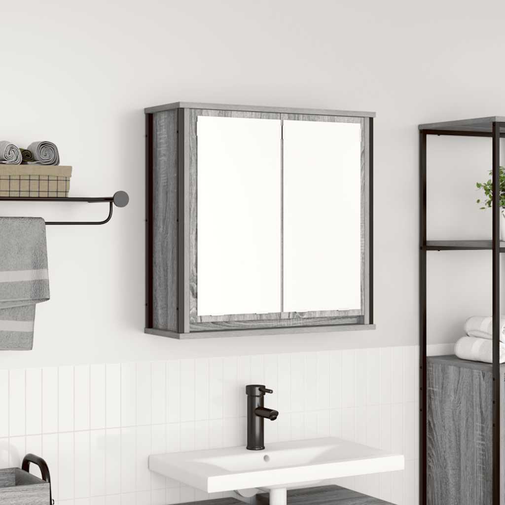 foto del prodotto vidaxl pensile da bagno con specchio grigio sonoma 60x21x60 cm