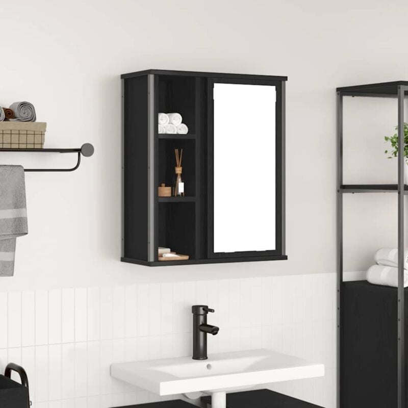 foto del prodotto vidaxl pensile da bagno con specchio rovere nero 50x21x60 cm