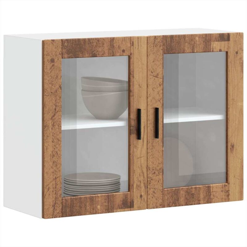 foto del prodotto vidaxl pensile da cucina con porta in vetro porto legno vecchio