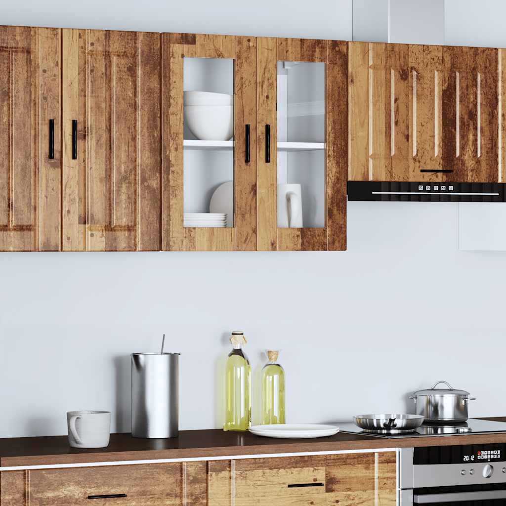 foto del prodotto vidaxl pensile da cucina con porta in vetro porto legno vecchio