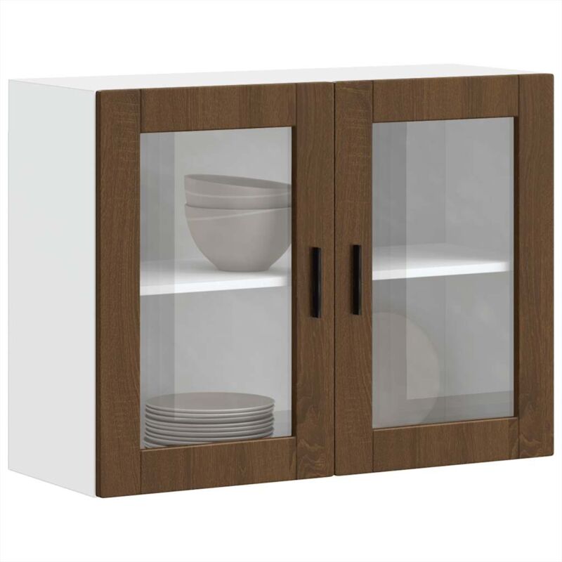 foto del prodotto vidaxl pensile da cucina con porta in vetro porto rovere marrone