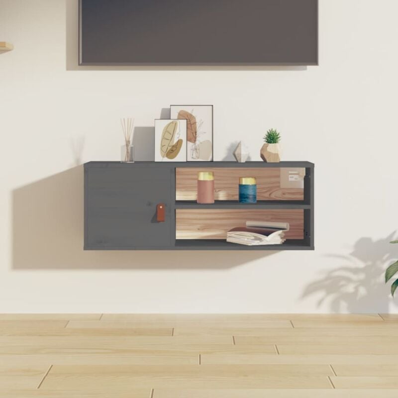foto del prodotto vidaxl pensile grigio 80x30x30 cm in legno massello di pino