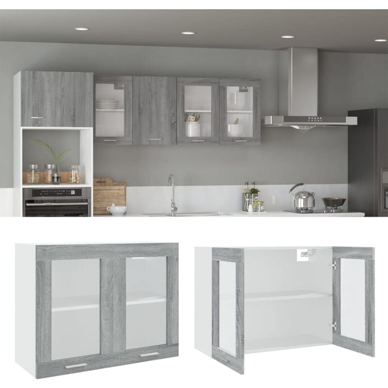 foto del prodotto vidaxl pensile “lyon” grigio sonoma 80x31x60 cm vetro e