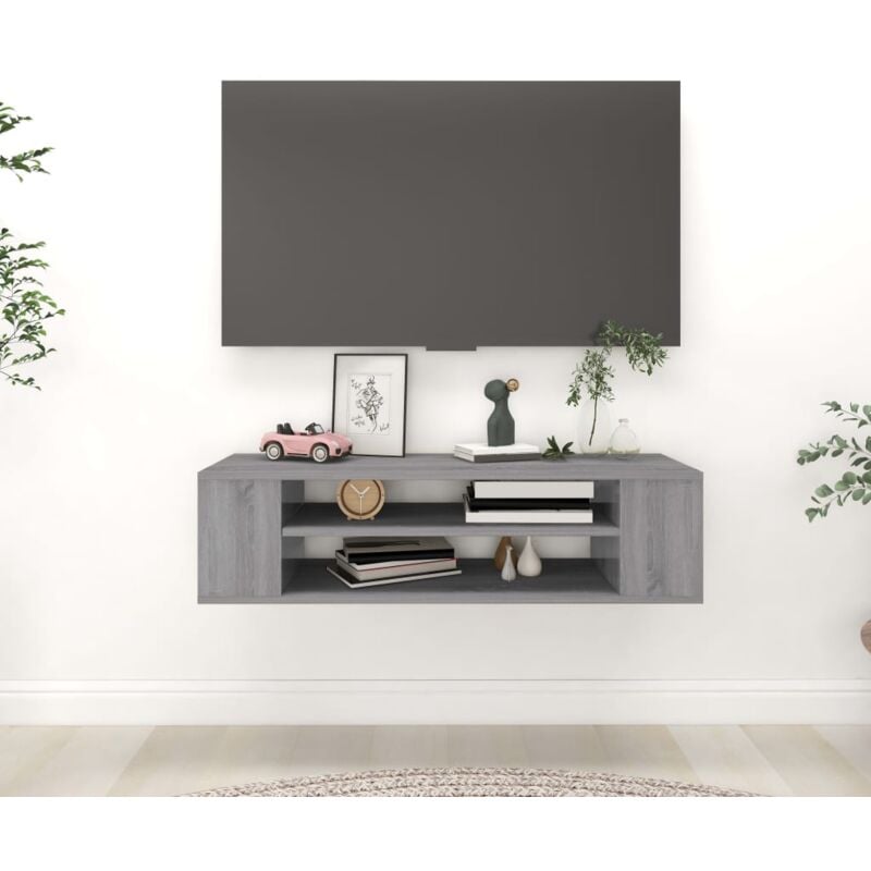 foto del prodotto vidaxl pensile porta tv grigio sonoma 100x30x26,5 cm legno multistrato