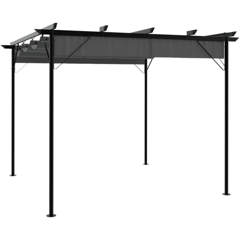 foto del prodotto vidaxl pergola con tetto retrattile antracite 3x3m in acciaio 180 g m 