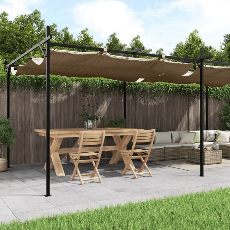 foto del prodotto vidaxl pergola con tetto retrattile tortora 589x292x230 cm