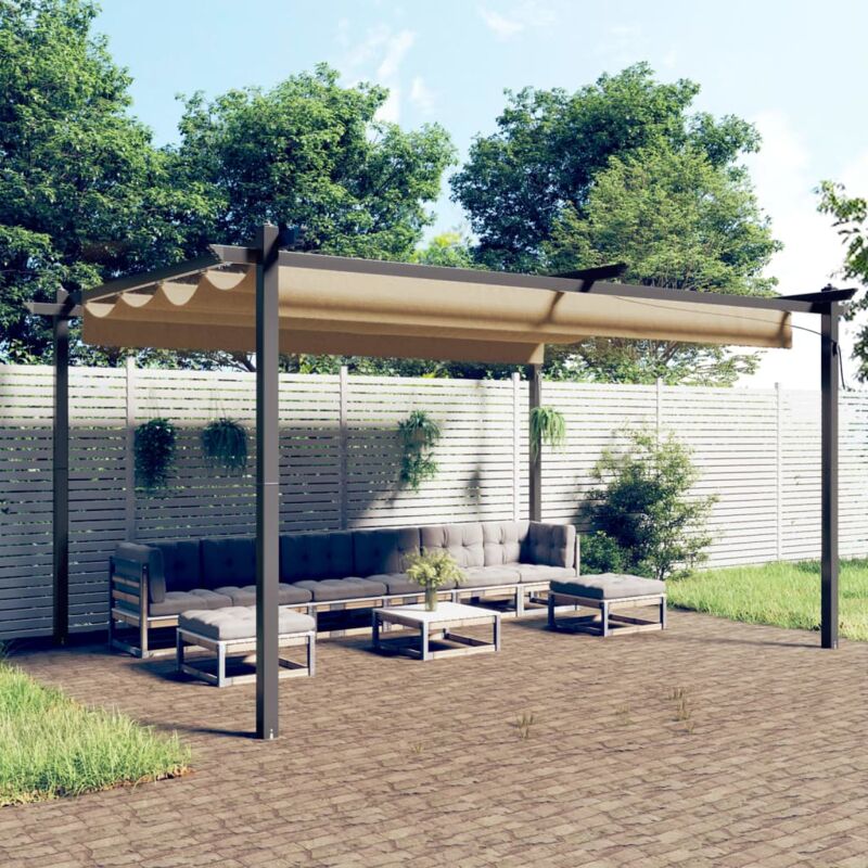 foto del prodotto vidaxl pergola da giardino con tetto retrattile 4x3 m tortora