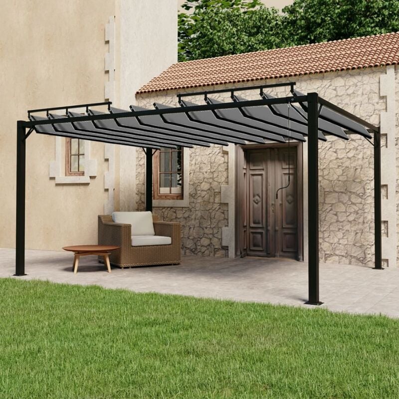 foto del prodotto vidaxl pergolato a lamelle 3x4 m antracite tessuto e alluminio