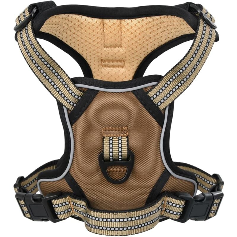 foto del prodotto vidaxl - pettorina cani con guinzaglio e collare regolabile marrone l