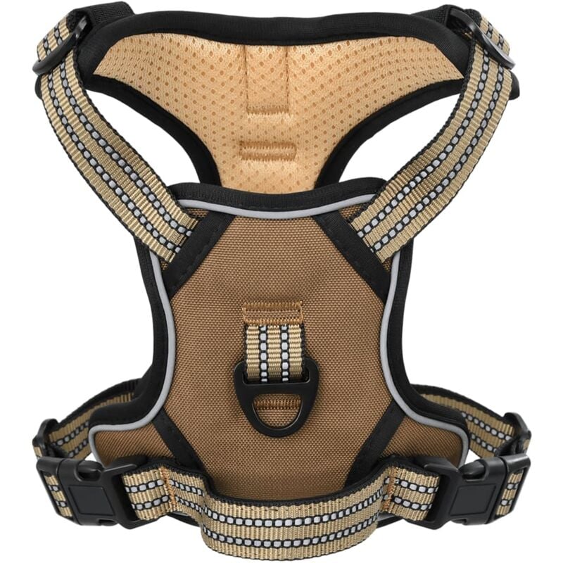 foto del prodotto vidaxl - pettorina cani con guinzaglio e collare regolabile marrone m