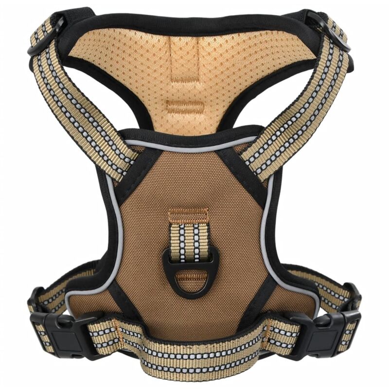 foto del prodotto vidaxl pettorina cani con strisce riflettenti regolabile marrone xl