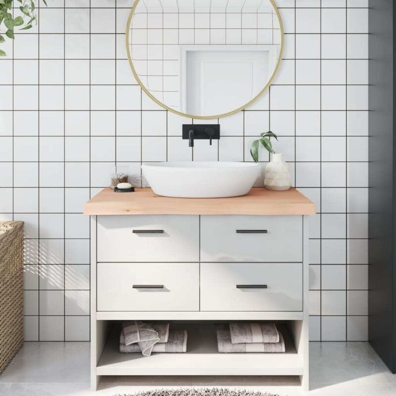 foto del prodotto vidaxl piano bagno 100x50x 2 6 cm in legno massello non trattato
