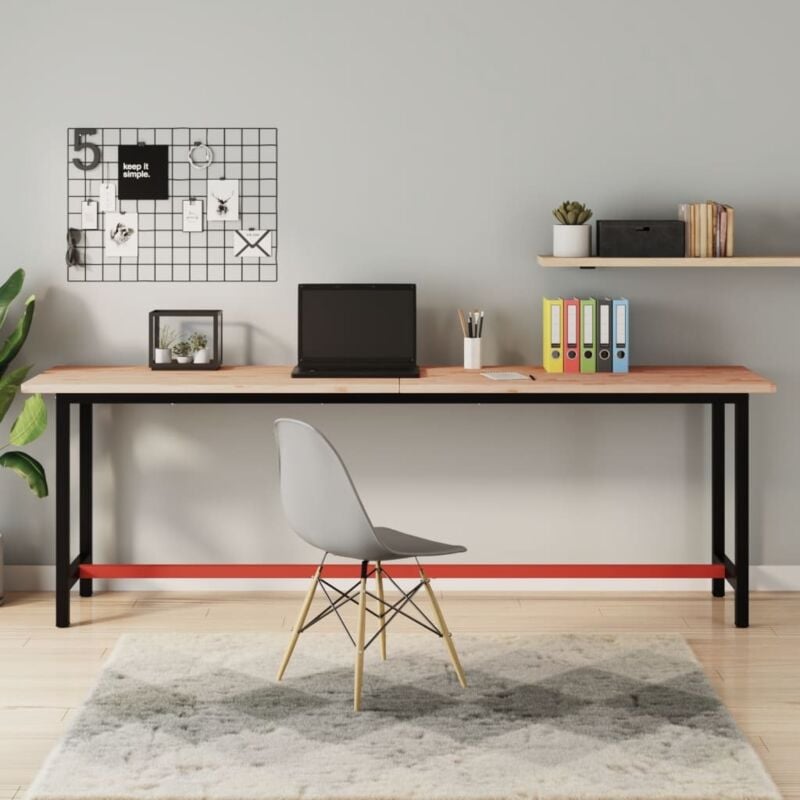 foto del prodotto vidaxl piano scrivania 220x55x2,5 cm in legno massello di faggio