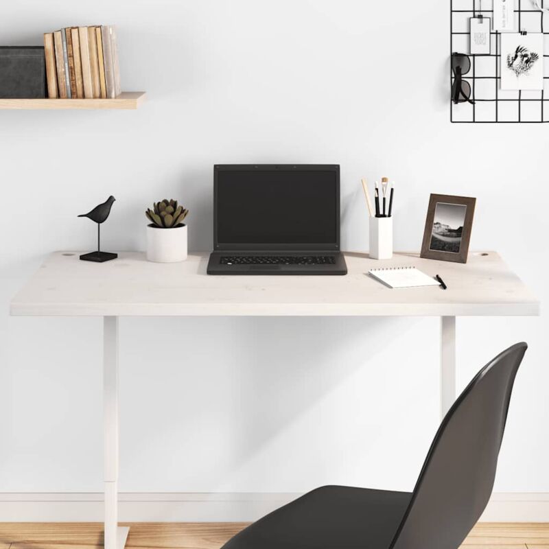 foto del prodotto vidaxl piano scrivania bianco 110x55x2,5 cm in legno massello di pino