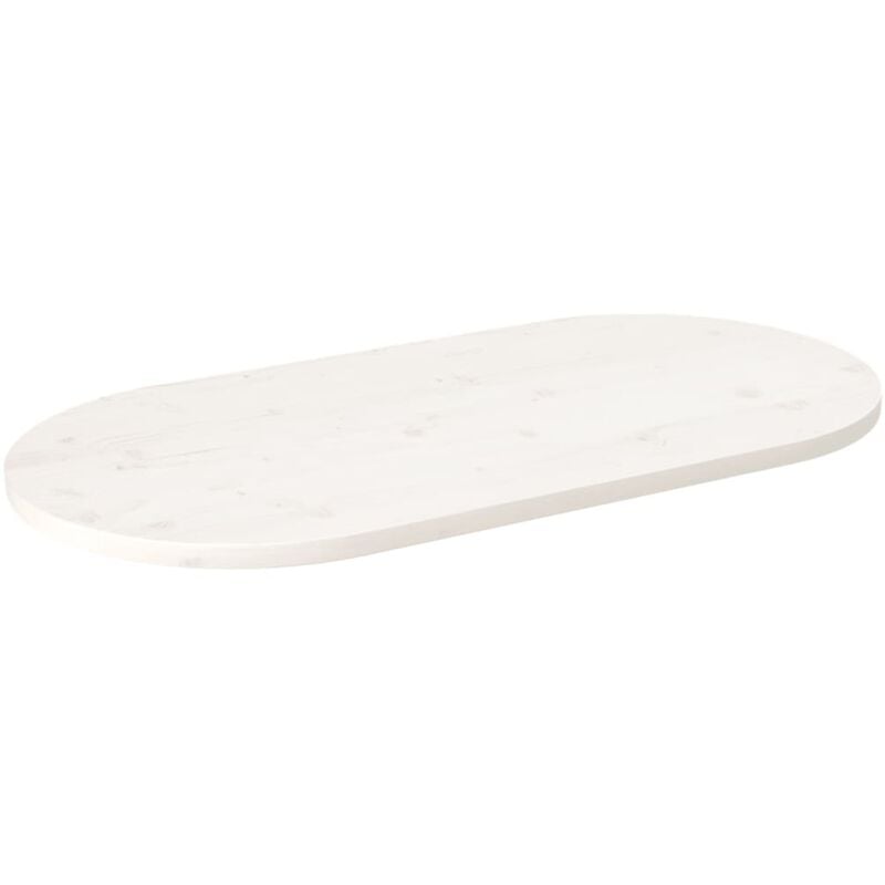 foto del prodotto vidaxl piano tavolo bianco 100x50x2,5 cm legno massello di pino ovale