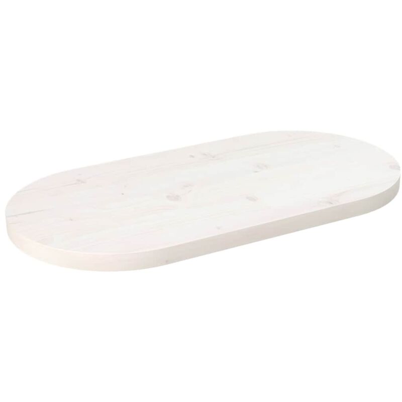 foto del prodotto vidaxl piano tavolo bianco 60x30x2,5cm in legno massello di pino ovale