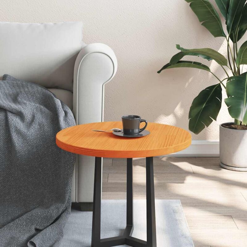 foto del prodotto vidaxl piano tavolo rotondo marrone cera ø50x2,5cm legno massello pino