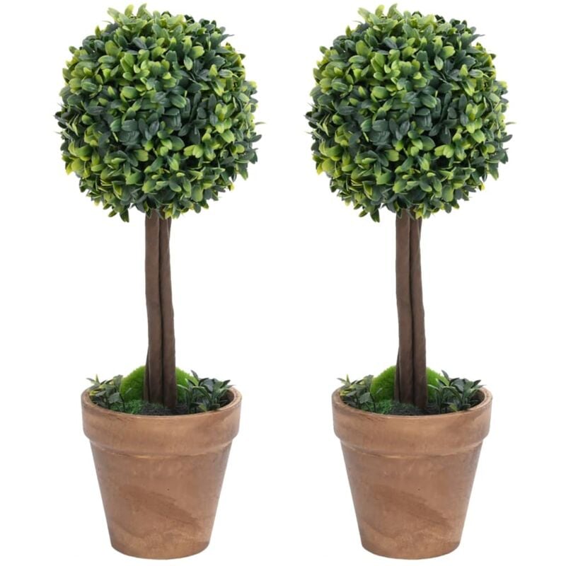 foto del prodotto vidaxl piante di bosso artificiale 2 pz a sfera con vaso verde 33 cm