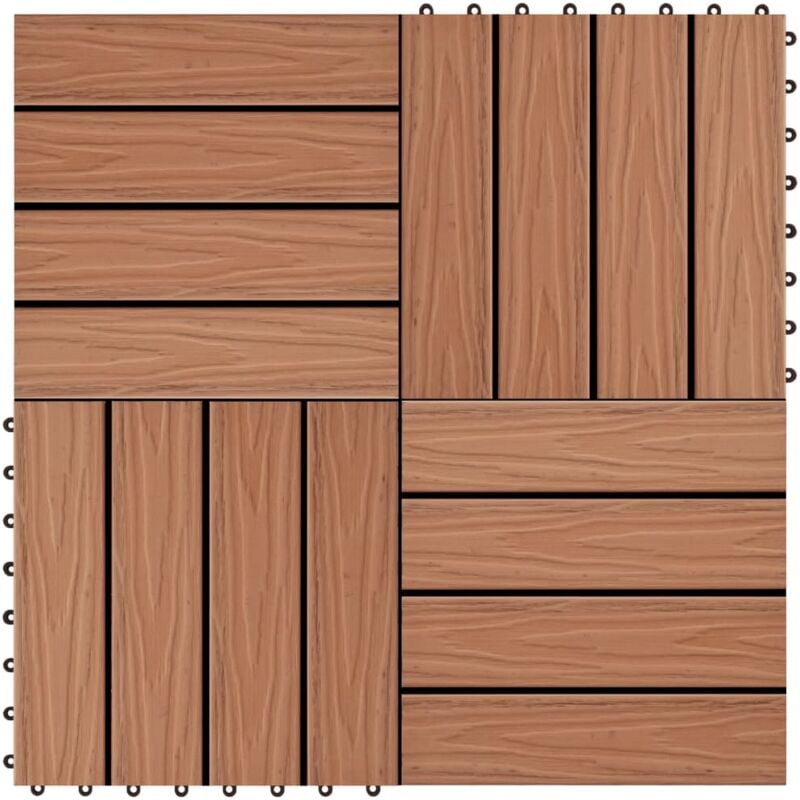 foto del prodotto vidaxl piastrella decking in wpc 11 pz 30x30 cm 1 mq piastrelle per pavimenti vari colori colore marrone chiaro
