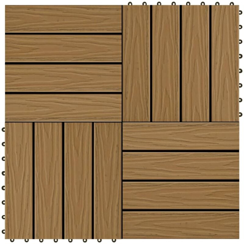 foto del prodotto vidaxl piastrella decking in wpc 11 pz 30x30 cm 1 mq piastrelle per pavimenti vari colori colore teak