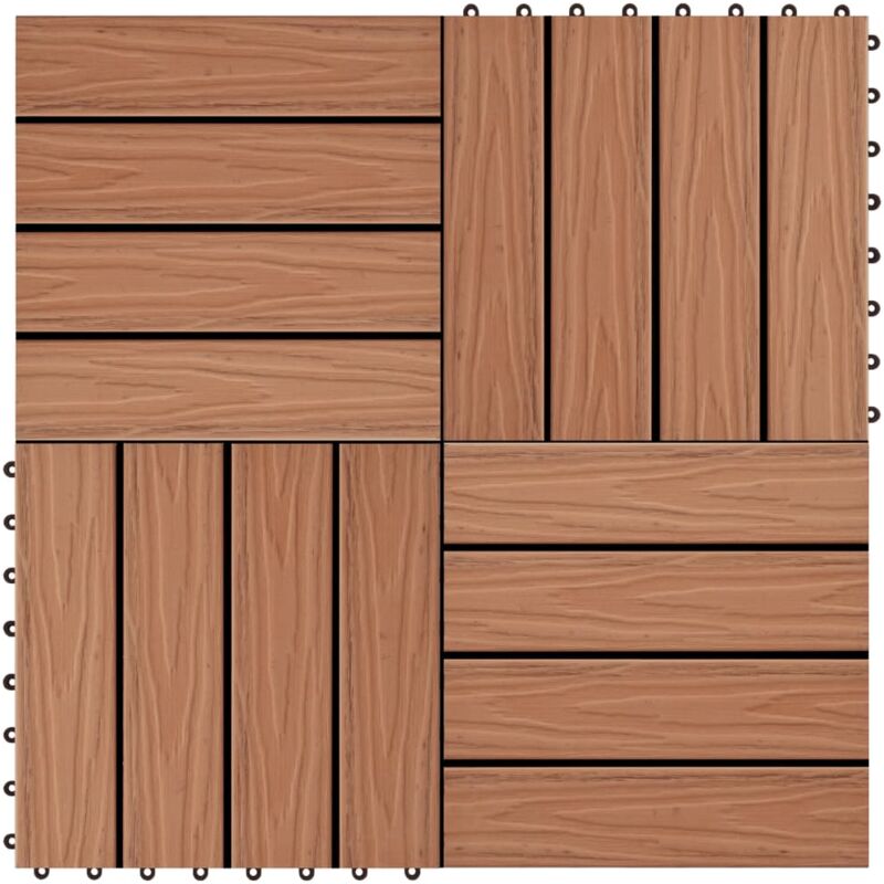 foto del prodotto vidaxl piastrelle 11 pz goffrature wpc 30x30 cm 1 mq marrone chiaro
