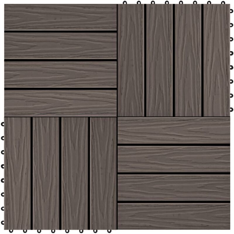 foto del prodotto vidaxl piastrelle 11 pz goffrature wpc 30x30 cm 1 mq marrone scuro