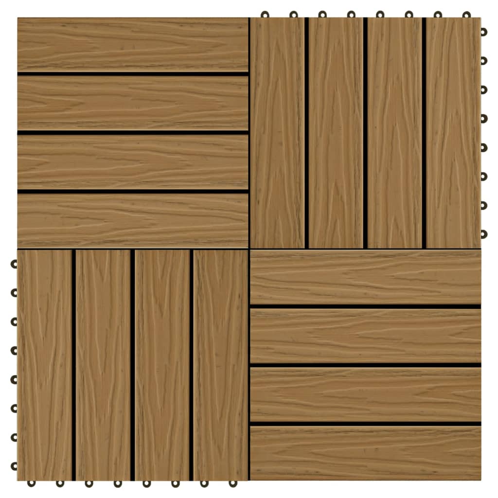foto del prodotto vidaxl piastrelle decking 11pz goffrature wpc 30x30 cm 1 mq color teak