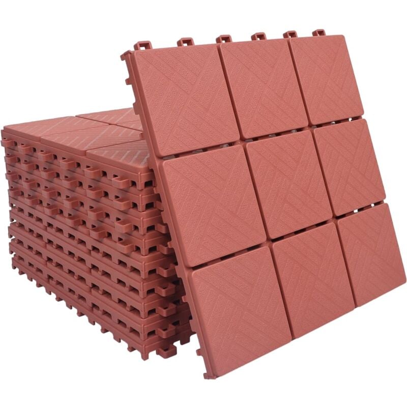 foto del prodotto vidaxl piastrelle per decking 10 pz rosse 30,5x30,5 cm in plastica