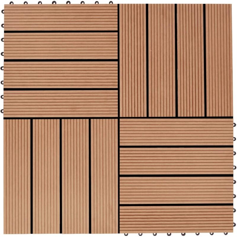 foto del prodotto vidaxl piastrelle per decking in wpc 11 pz 30x30cm 1mq colore teak