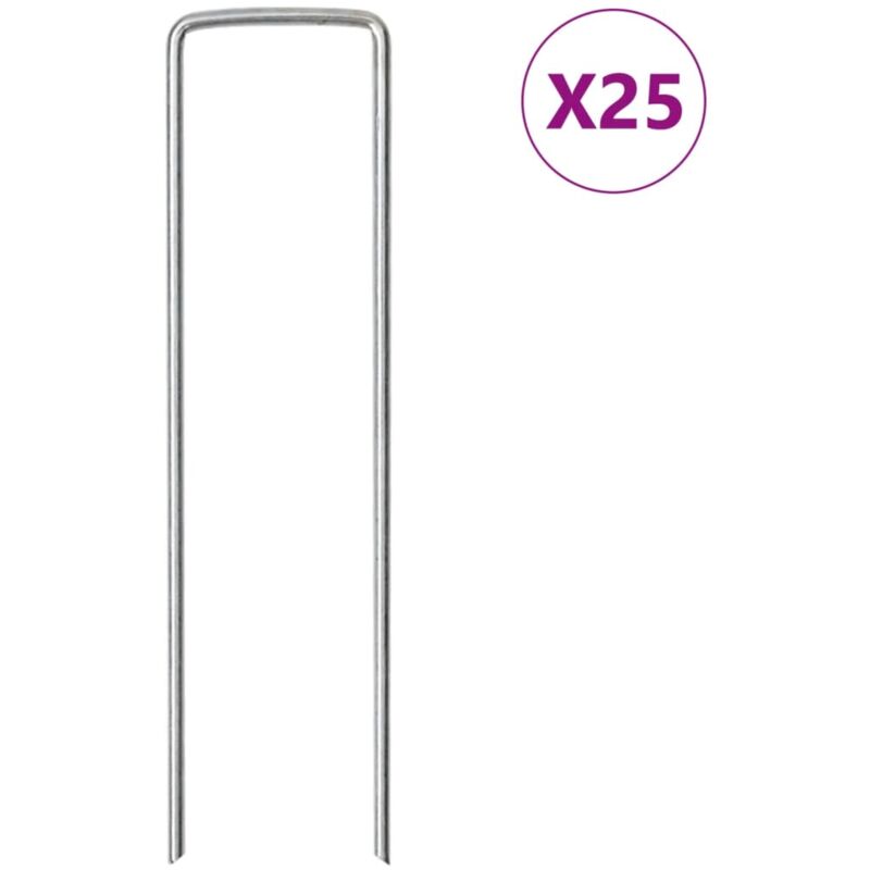 foto del prodotto vidaxl picchetti da terra a forma di u 25pz 15x3,5 cm acciaio zincato