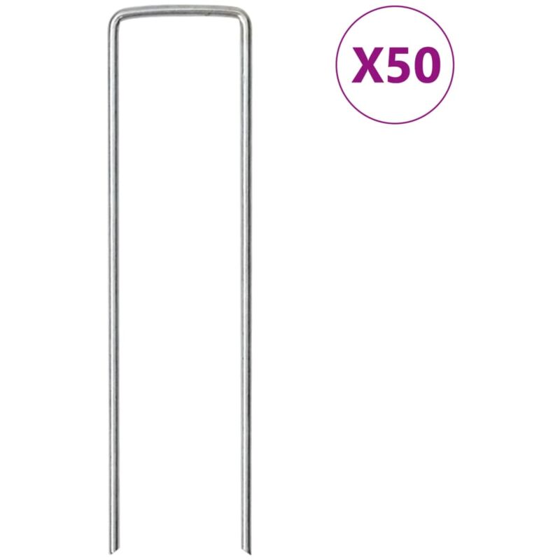 foto del prodotto vidaxl picchetti da terra a forma di u 50 pz 15x3,5 cm acciaio zincato